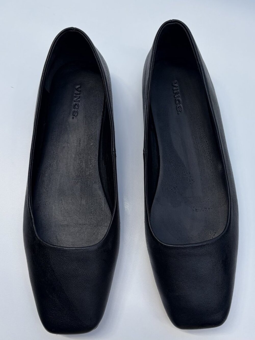 Vince "Leah" Women's Nappa Leather Ballet Flats in Black - Size 10 (Worn Once)
